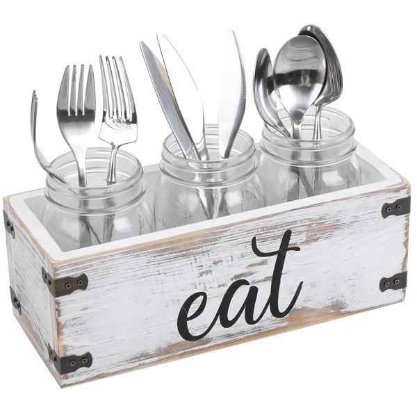 Gracie Oaks Wood Flatware Caddy & Reviews Wayfair